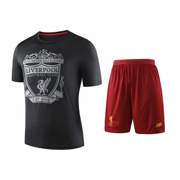 Camiseta de Entrenamiento Liverpool Conjunto Completo 2019 2020 Negro Rojo